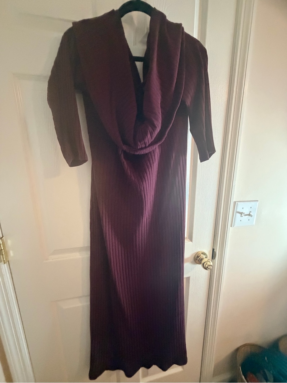 Old Navy Ribbed Cowl Neck Maxi Dress in Burgundy